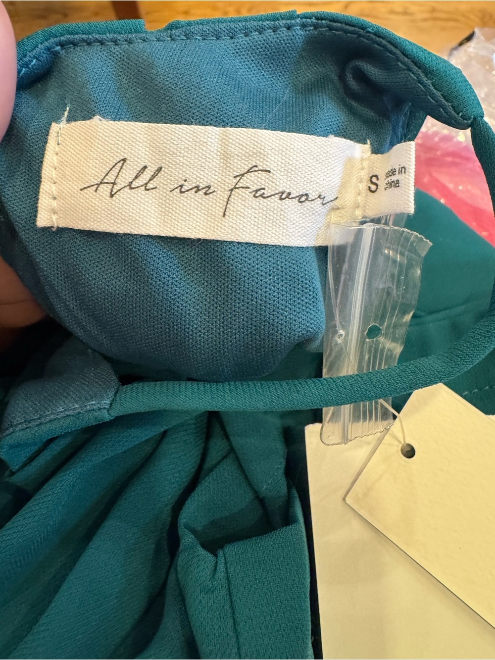Teal Halter Neck Wide-Leg Jumpsuit with Waist Tie- fully lined. - Picture 4 of 5